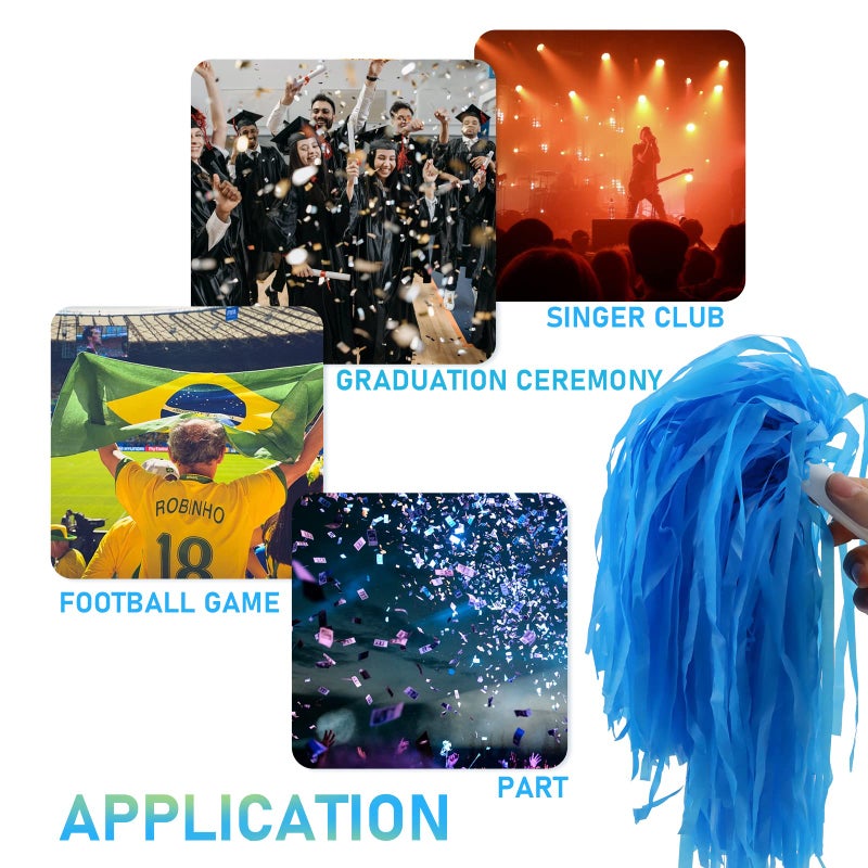 Faxco 12Pack Plastic Pom Poms Cheerleading Pom Poms Sports Dance Cheer Plastic Pom Pom for Rooters,Cheering Squard,Cheering Team - Image 5